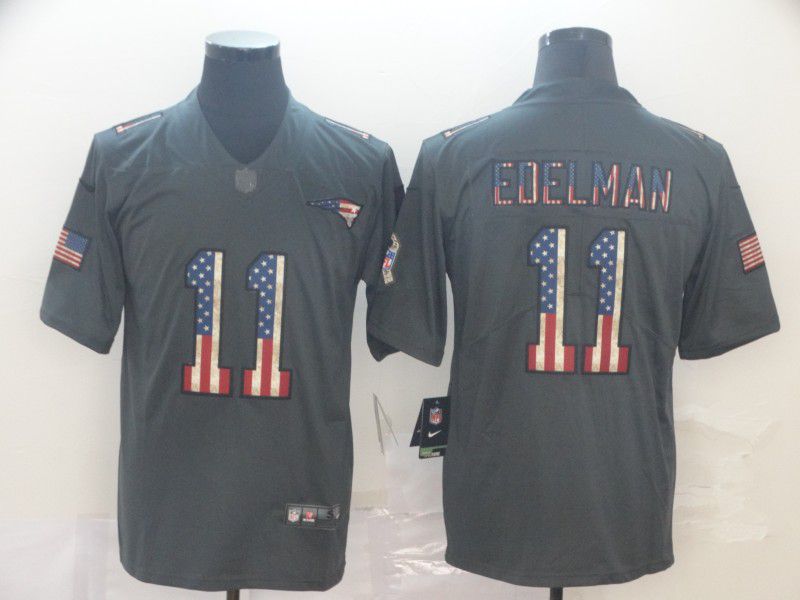 Men New England Patriots #11 Edelman Carbon Black Retro USA flag Nike NFL Jerseys->chicago bears->NFL Jersey